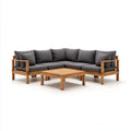 Sofa ogrodowa, Loungeset taras 6-częściowy antracyt brązowy z litego drewna akacjowego i poliestru w kształcie litery 210 x 210 x 65 cm