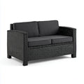 Sofa ogrodowa, Tapczan ogrodowy 2-osobowy czarny 109 x 58 x 76 cm rattan polietylenowy prostokątna
