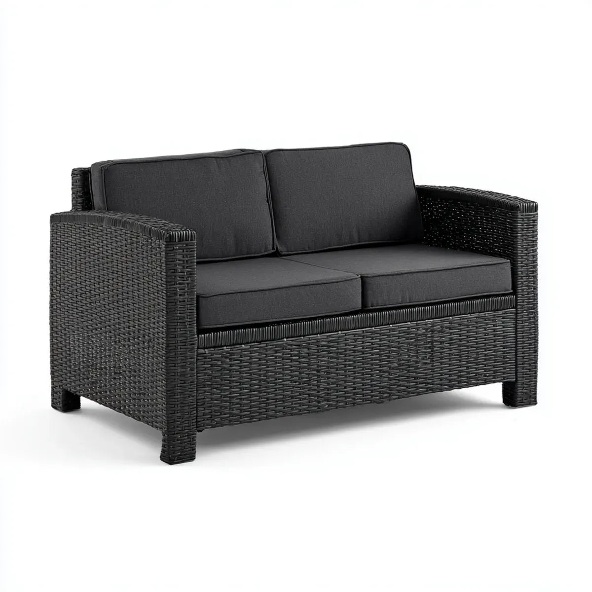 Sofa ogrodowa, Tapczan ogrodowy 2-osobowy czarny 109 x 58 x 76 cm rattan polietylenowy prostokątna