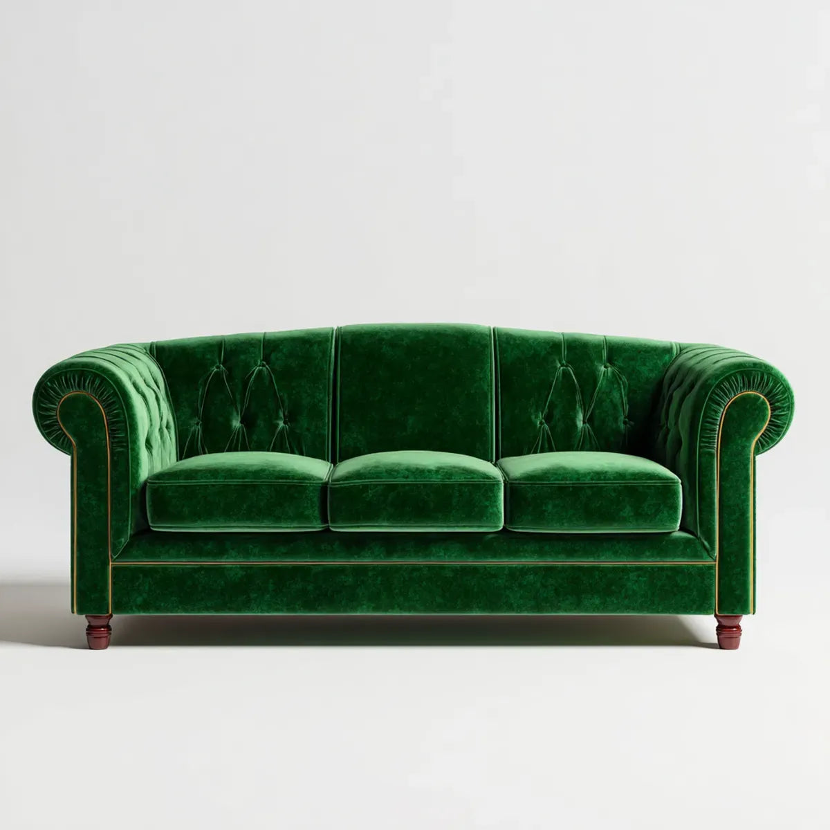 Sofa, 3-osobowa Chesterfield Sofa Zielony 210 x 90 x 78 cm poliestrowy aksamit prostokątna