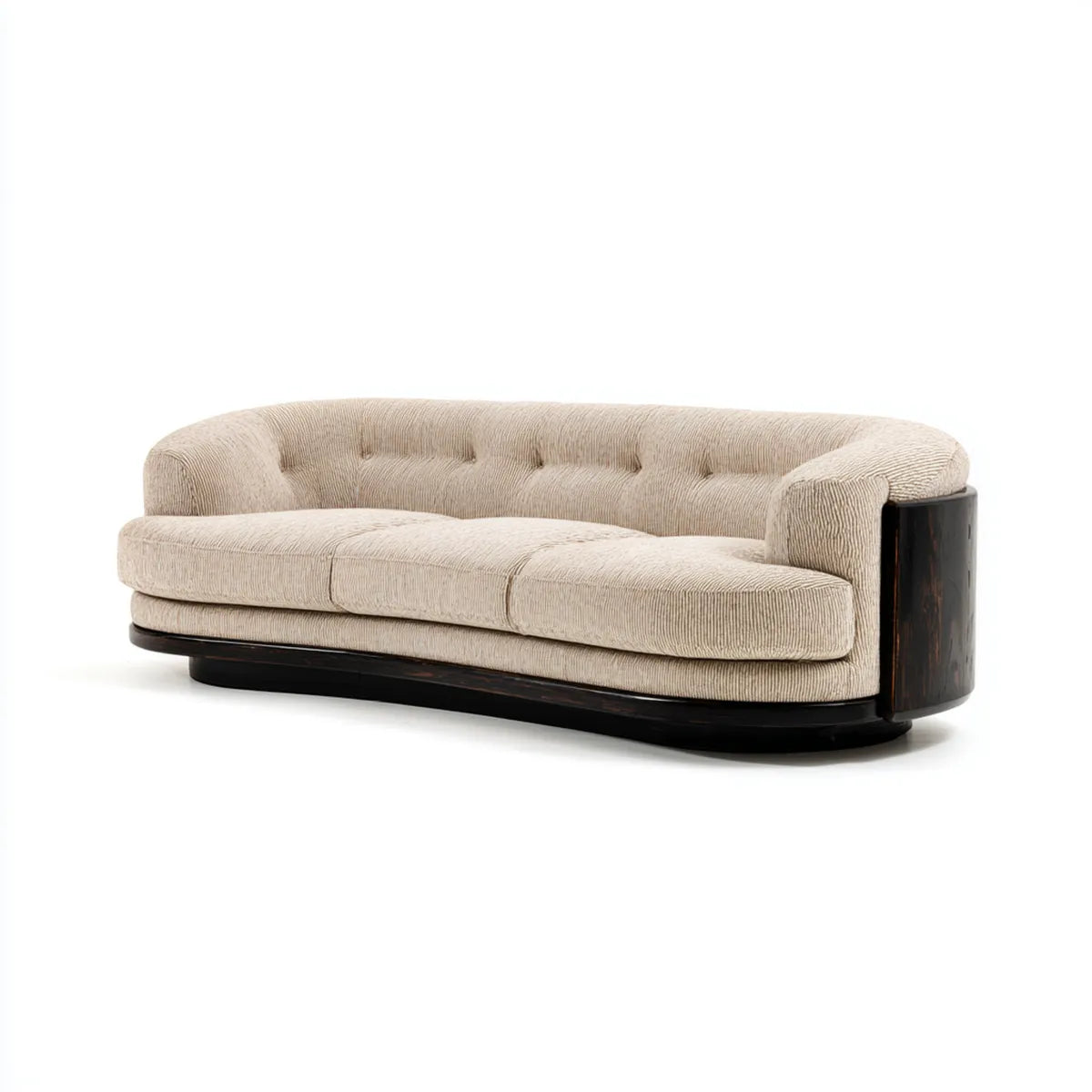 sofa 3-osobowa Beżżowa 230 x 95 x 76 cm okrągły kształt poliestrowego sznura