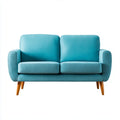 sofa 2-osobowa turkusowa 140 x 78 x 85 cm tapicerka poliestrowa z litymi nóżkami z drewna