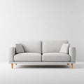 Sofa, 2-fotelikowa sofa jasnoszara 180 x 85 x 82 cm tapicerka poliestrowa z litego drewna ramka prostokątna