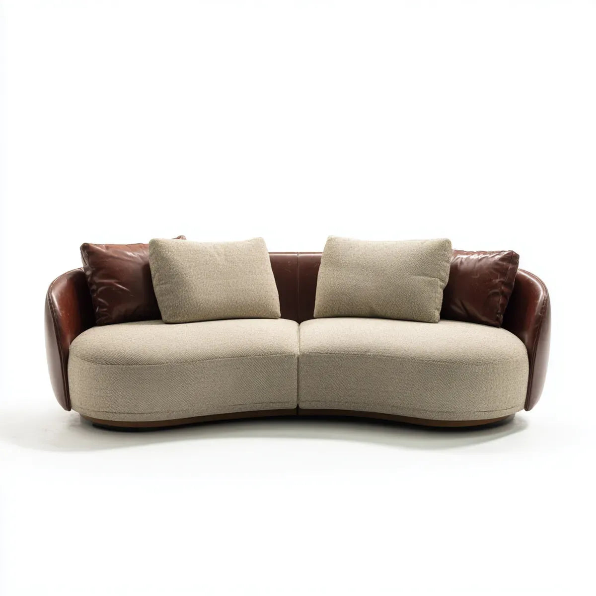 sofa 2-osobowa Beżowa Brązowy 180 x 90 x 75 cm z tapicerką poliestrową i sztuczną skórą PU w postaci zakrzywionej