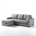 Sofa, Kanapa narożna z szarym schowkiem 230 x 150 x 85 cm poliester kształt litery L