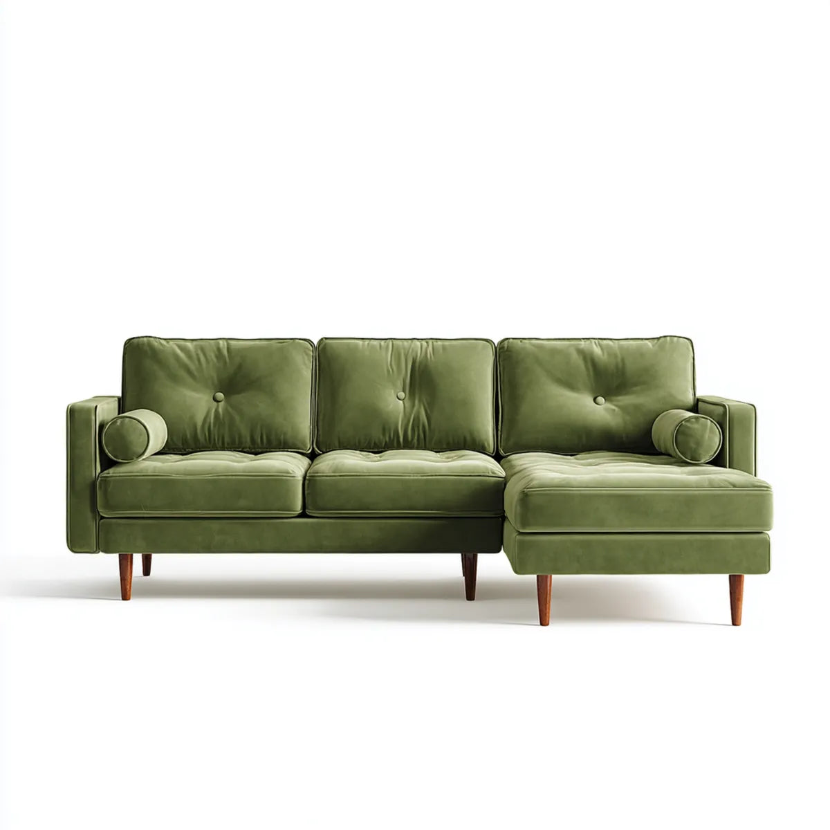 Sofa, Kanapa narożna z szezlongiem Grün 250 x 160 x 85 cm poliestrowy aksamit w kształcie L
