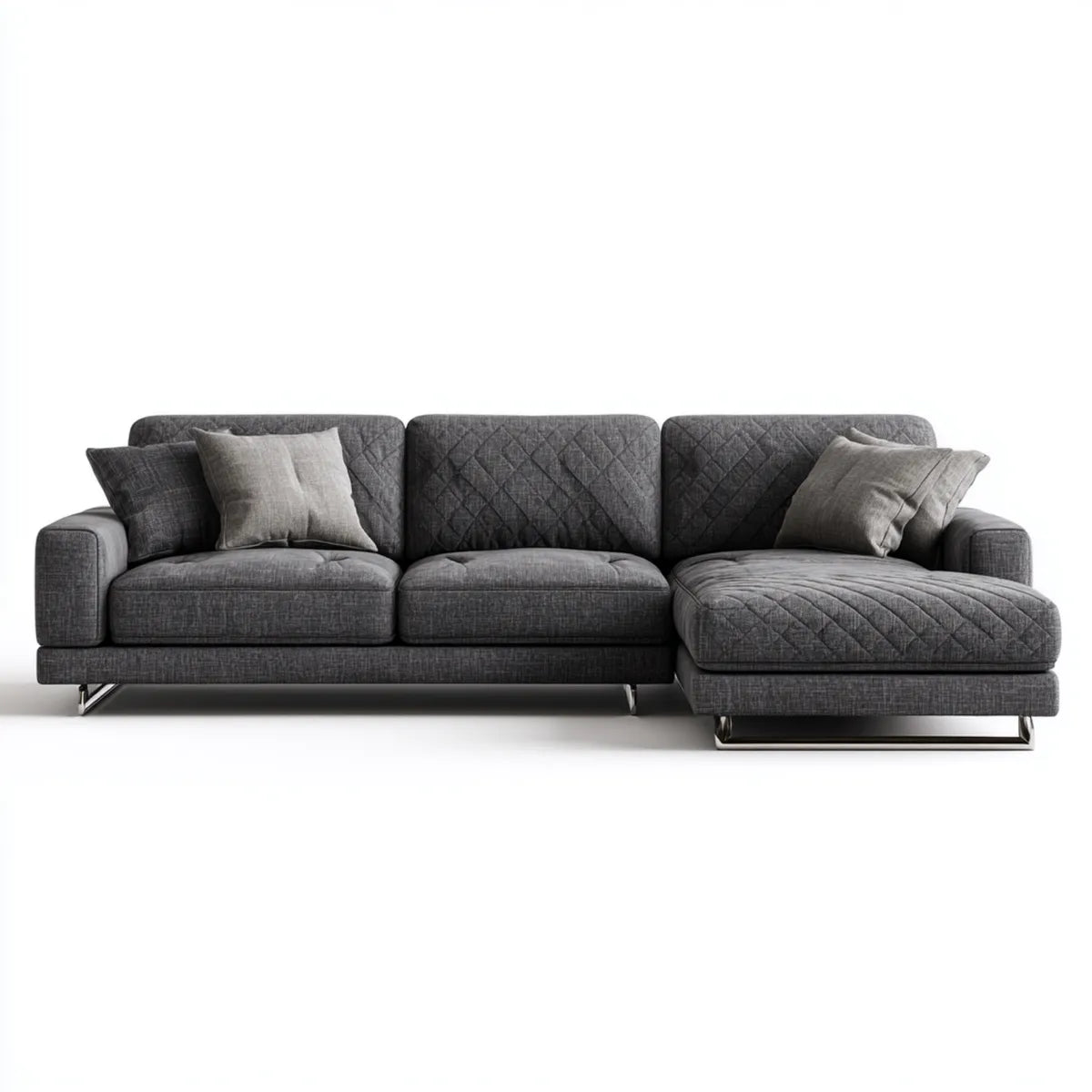 Sofa, Kanapa narożna z prawego recyrkulatora Ciemny szary 280 x 165 x 85 cm poliester 3-osobowa kształt L