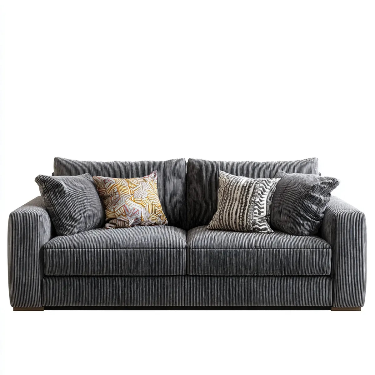 Sofa, Szara sofa z poliestru o kształcie prostokątnym 180 x 90 x 85 cm