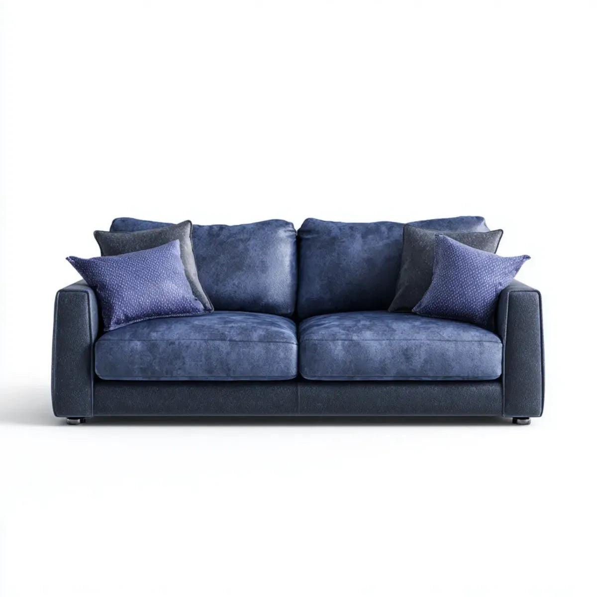 Sofa, 2-fotela granatowy 200 x 90 x 85 cm z poliestrową tapicerką aksamitną prostokątną