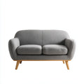 Sofa, 2-fotela szara 140 x 78 x 82 cm tapicerka poliestrowa litych nóżek z drewna zaokrąglony kształt