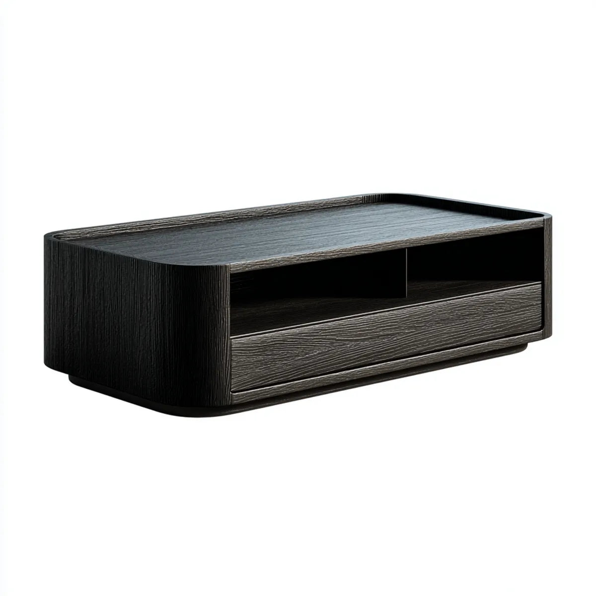 Stolik kawowy z czarnym schowkiem 120 x 60 x 40 cm w prostokątnym MDF