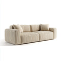 Sofa, 3-osobowa kanapa śmietana beżowy 220 x 95 x 75 cm poliestrowy sznur prostokątna