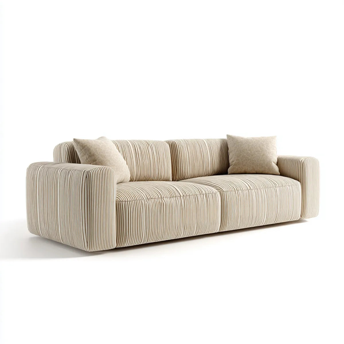 Sofa, 3-osobowa kanapa śmietana beżowy 220 x 95 x 75 cm poliestrowy sznur prostokątna