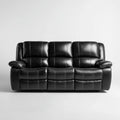 Sofa, 3- fotela czarny 210 x 95 x 100 cm ze sztuczną pokrywą PU skóry i kształt prosty