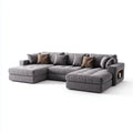 Sofa krajobraz mieszkalny U- kształt szary 330 x 170 x 85 cm aksamit poliestrowy