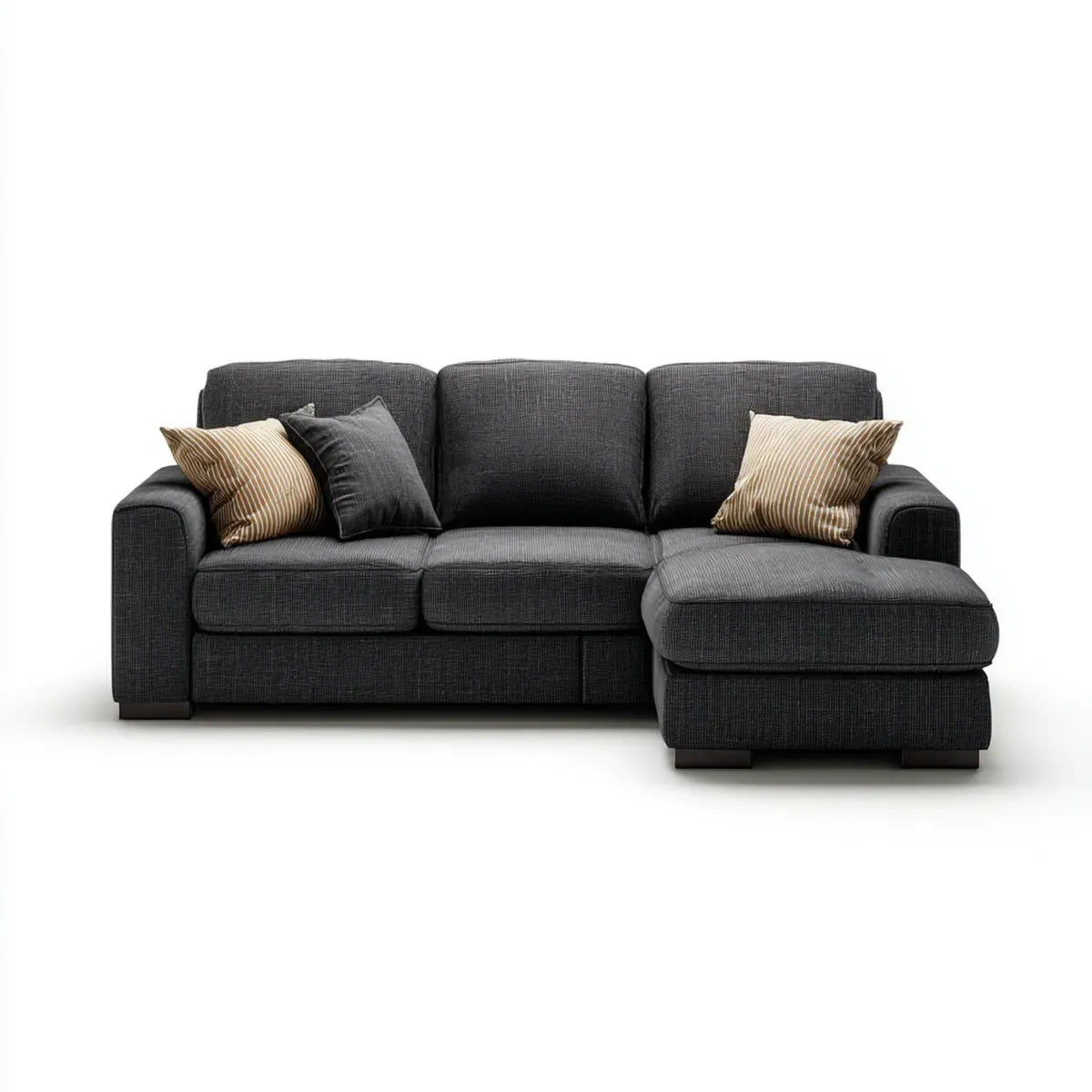 Sofa, Kanapa narożna z prawego recyrkulatora Ciemny szary 245 x 160 x 85 cm poliester kształt litery L