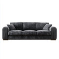 Sofa, 3-fotela ciemnoszara z poliestrowego sznura 220 x 90 x 85 cm proste