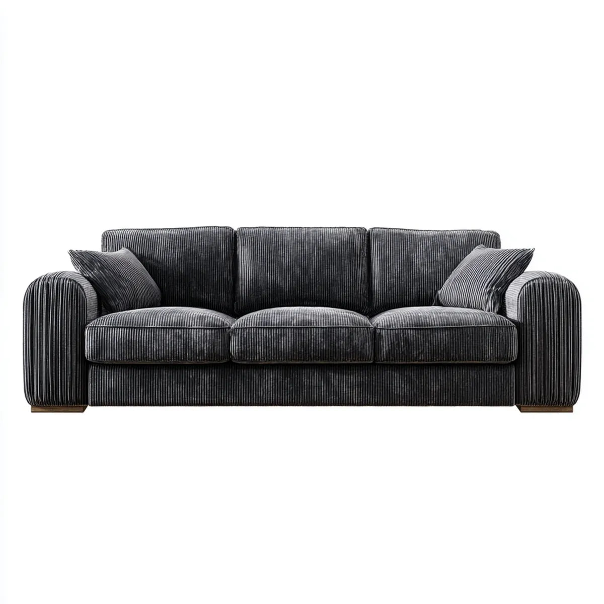 Sofa, 3-fotela ciemnoszara z poliestrowego sznura 220 x 90 x 85 cm proste