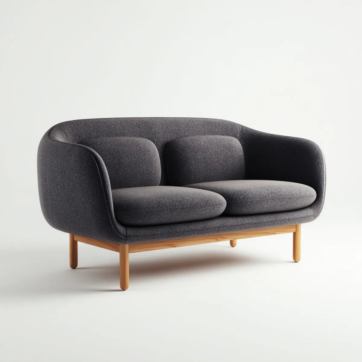 sofa 2-osobowa ciemnoszara 180 x 84 x 78 cm lita, poliestrowa, o zaokrąglonym kształcie