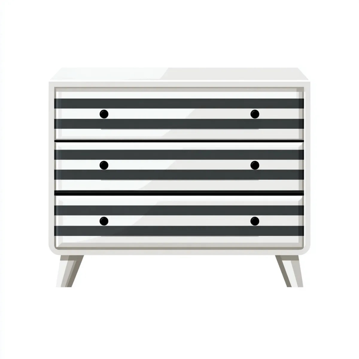Komoda z 3 szufladami, biało-czarna, płyta MDF, 80 x 40 x 85 cm