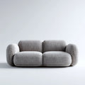 Sofa, 2-fotela szara 180 x 95 x 75 cm poliester zaokrąglony kształt