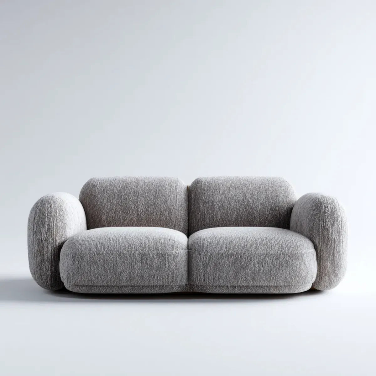 Sofa, 2-fotela szara 180 x 95 x 75 cm poliester zaokrąglony kształt