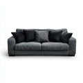 sofa 3-osobowa szara 220 x 95 x 85 cm poliestrowy sznur prostokątna z 5 ozdobnymi poduszkami