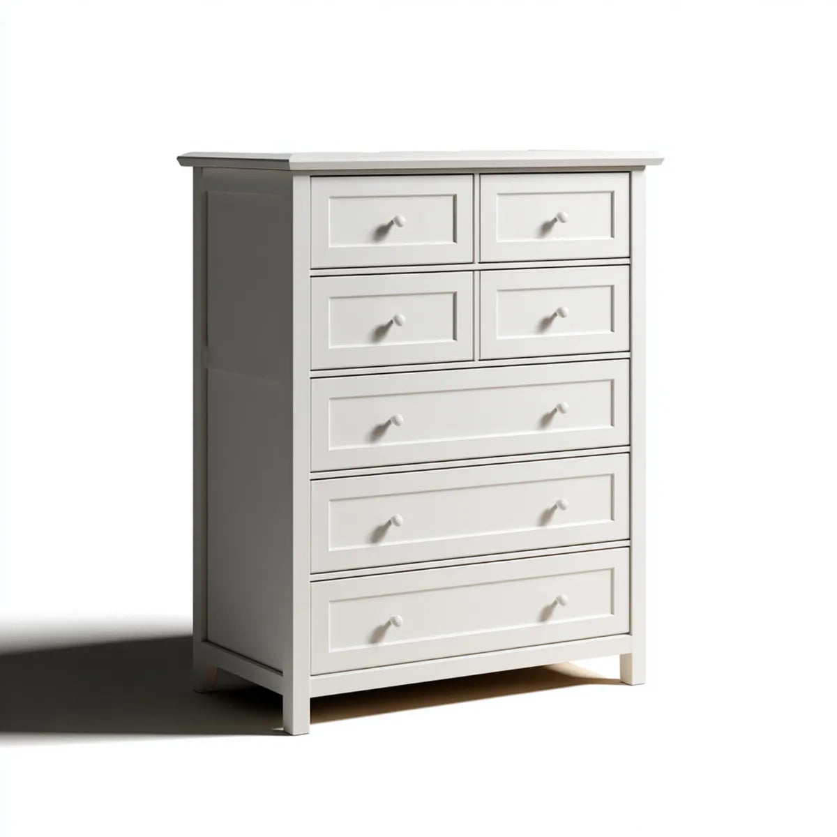 Komoda, Kredens biały 80 x 40 x 100 cm z MDF i drewna sosnowego z 7 szufladami