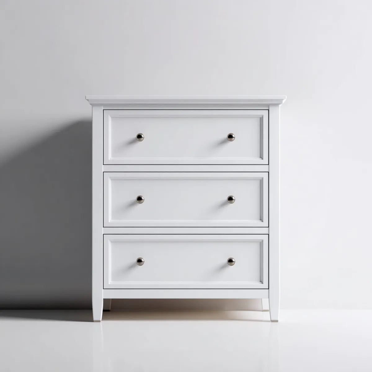 Komoda, Kommode biały z 3 szufladami z płyty MDF 80 x 40 x 90 cm