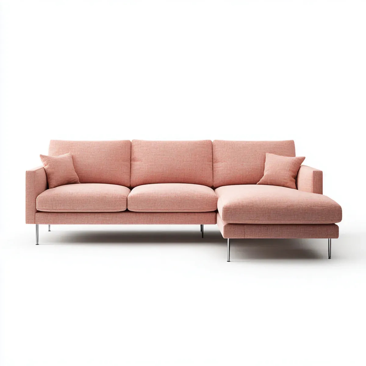 Sofa, Kanapa narożna z szezlongiem Pink 275 x 160 cm Polyester 3-osobowy Prawo